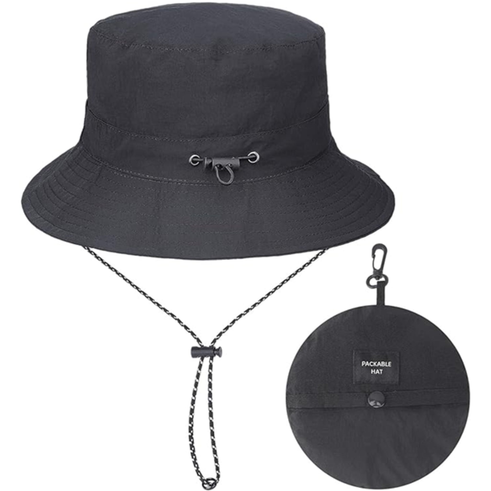 Unisex foldable bucket hat with chin strap – wide brim sun hat for outdoor hiking, fishing, camping – packable design